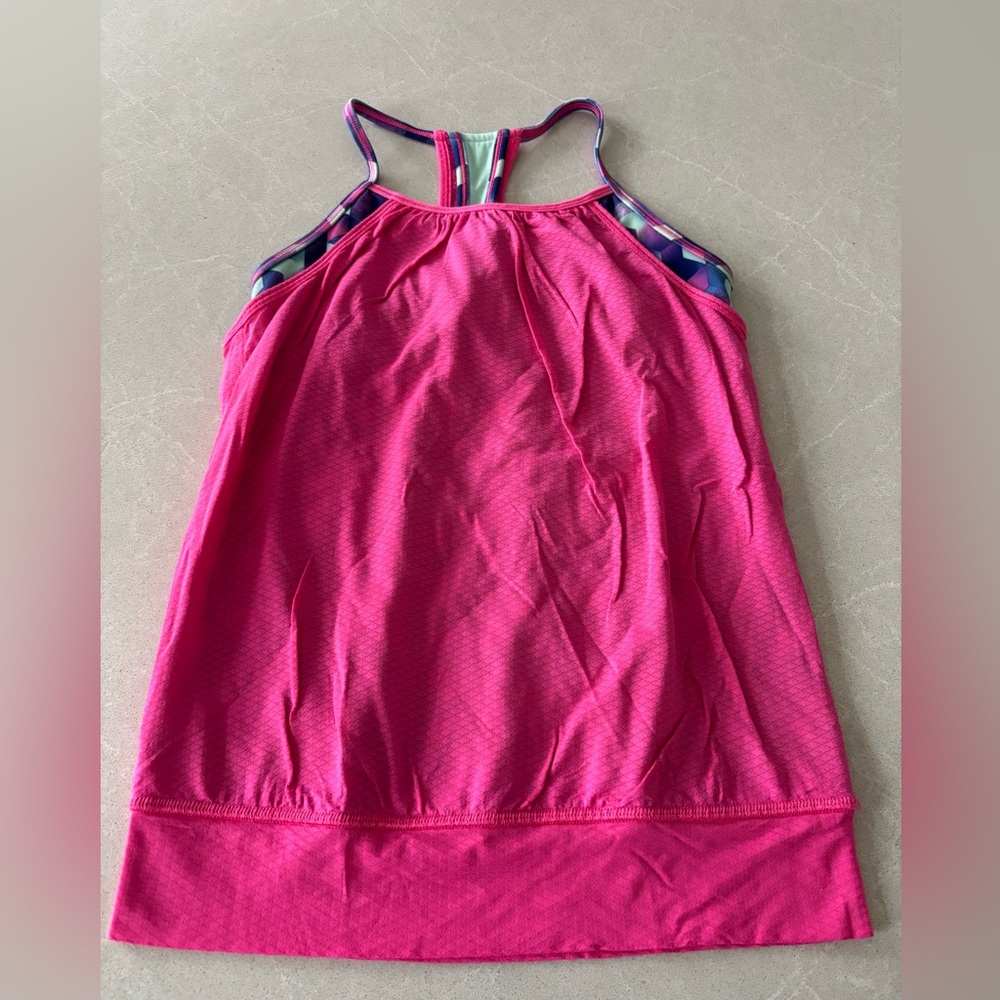 Ivivva Girls' Hot Pink Tank Top with Multicolor Strappy Back
